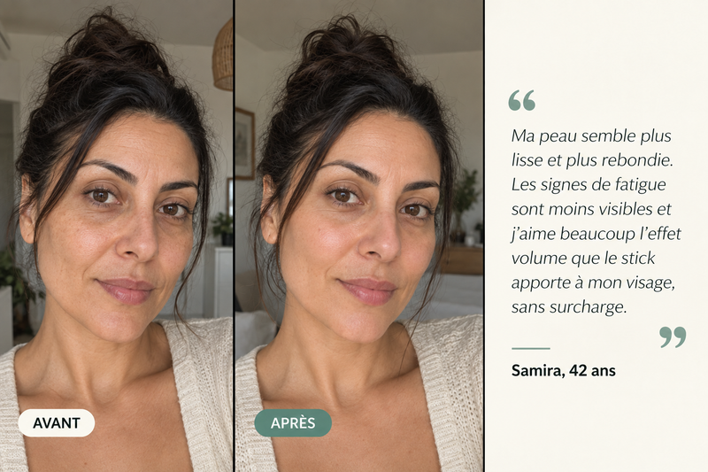 Témoignage avant/après — Stick Repulpant Bio Collagène