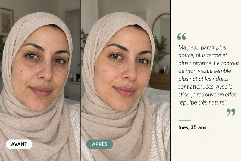Témoignage avant/après — Stick Repulpant Bio Collagène