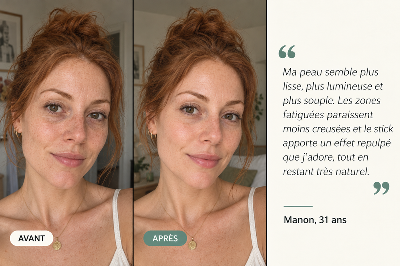 Témoignage avant/après — Stick Repulpant Bio Collagène
