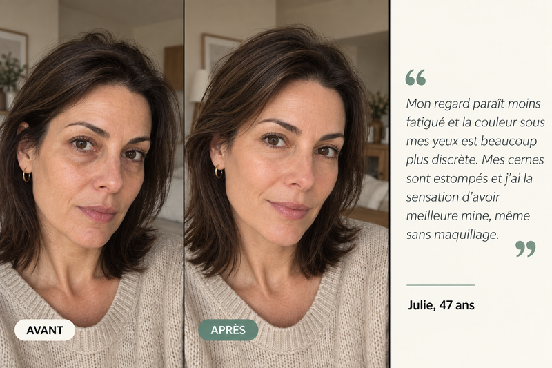 Témoignage avant/après — Patchs Hydrogel Anti-Cernes