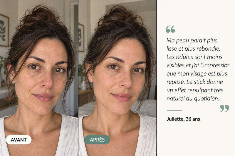 Témoignage avant/après — Stick Repulpant Bio Collagène