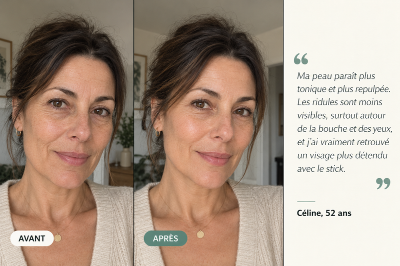 Témoignage avant/après — Stick Repulpant Bio Collagène